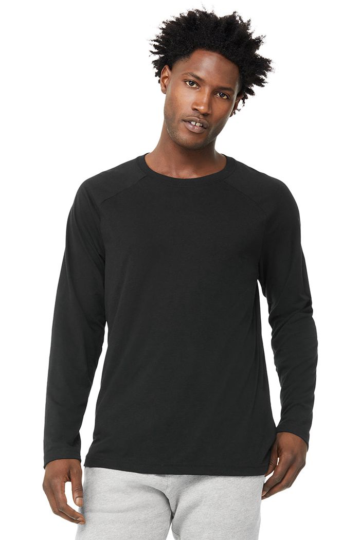 Alo Yoga Triumph Tee Men's Long Sleeve Black | VLZOEPD-09