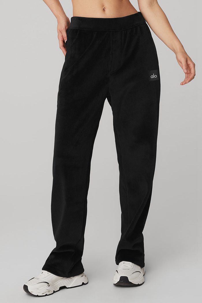 Alo Yoga Velour Baller Women's Pants Black | DSKGYOQ-28