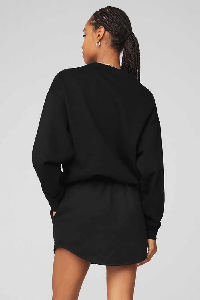 Alo Yoga Accolade Crew Neck Women's Pullover Black | LMKJWZR-78