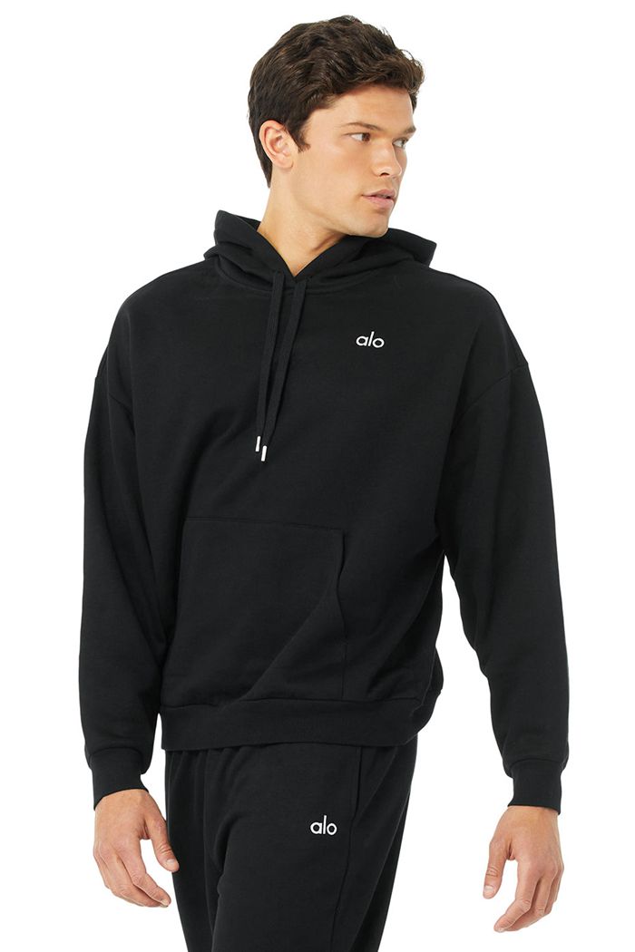 Alo Yoga Accolade Men\'s Hoodie Black | LNIBDAF-38