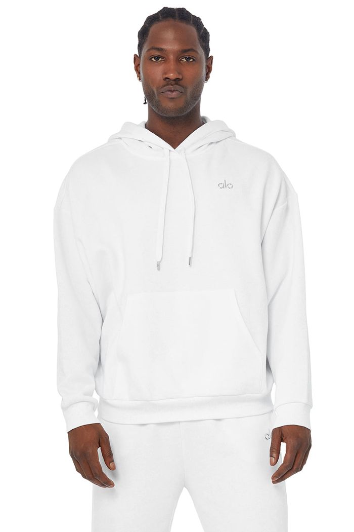 Alo Yoga Accolade Men\'s Hoodie White | HPXUAQD-70