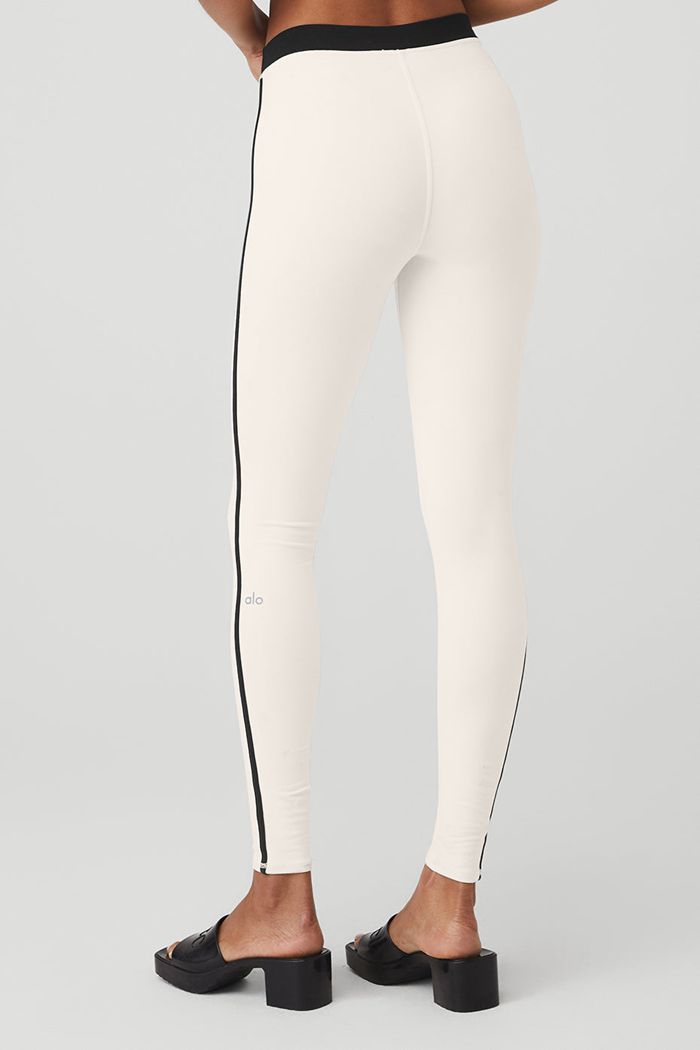 Alo Yoga Airbrush High-Waist Stream Lined Women's Leggings White Black | CEHAXYK-03