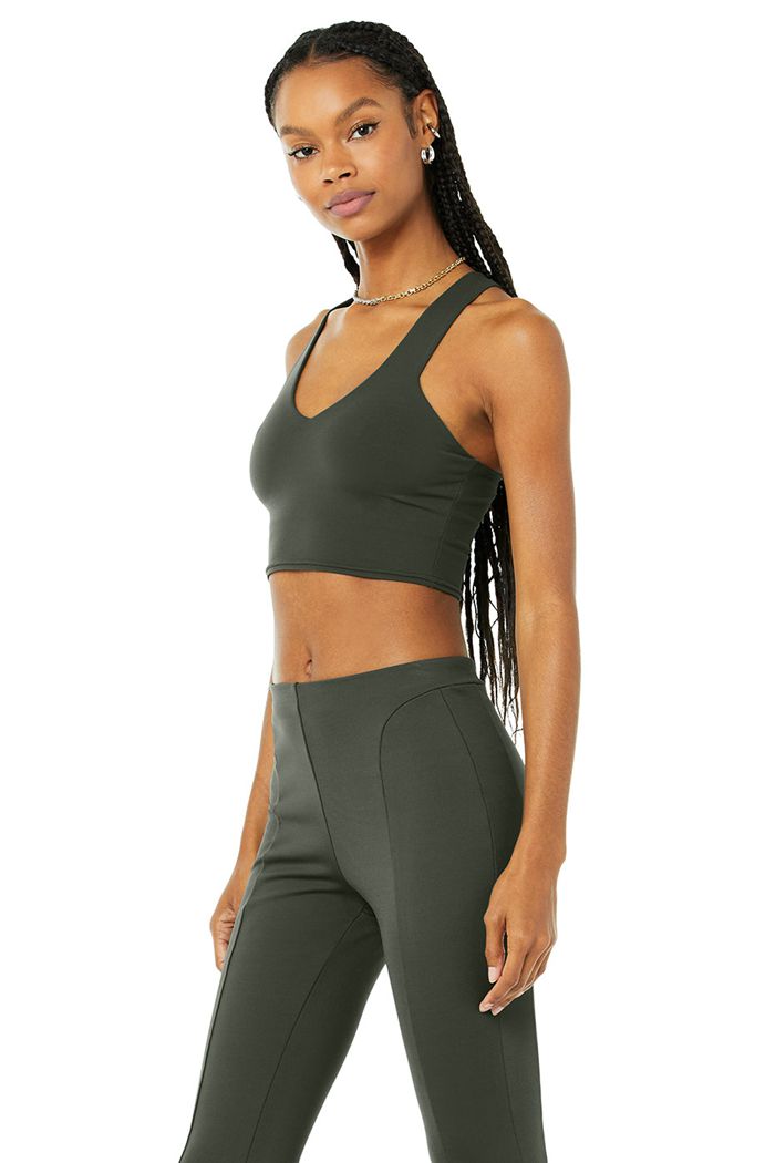 Alo Yoga Airbrush Real Women's Tank Tops Dark Green | NOAVIDK-37