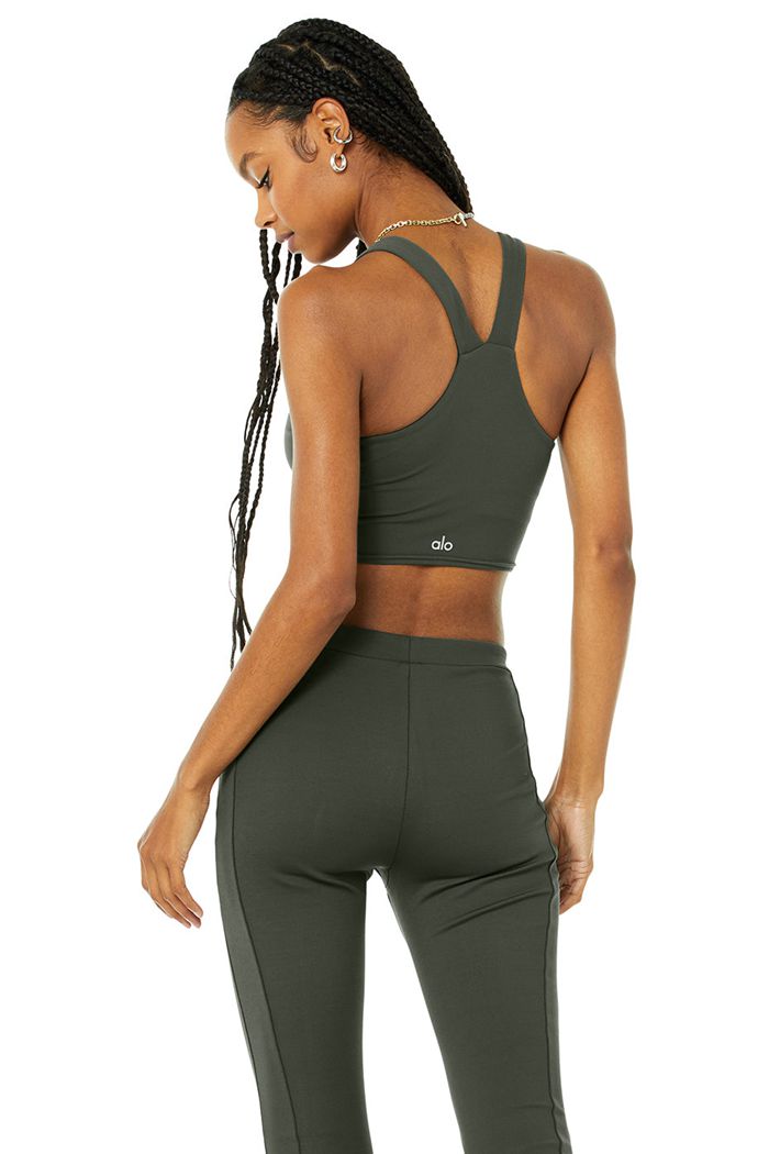 Alo Yoga Airbrush Real Women's Tank Tops Dark Green | NOAVIDK-37