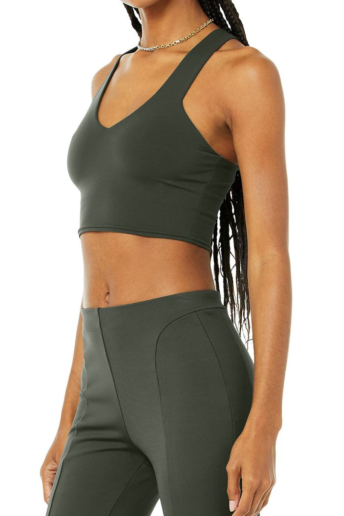 Alo Yoga Airbrush Real Women's Tank Tops Dark Green | NOAVIDK-37