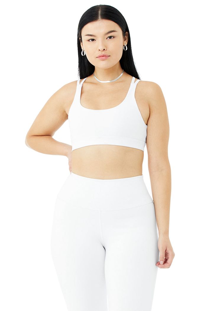 Alo Yoga Airbrush Suspension Women's Bras White | CJFLHKR-42