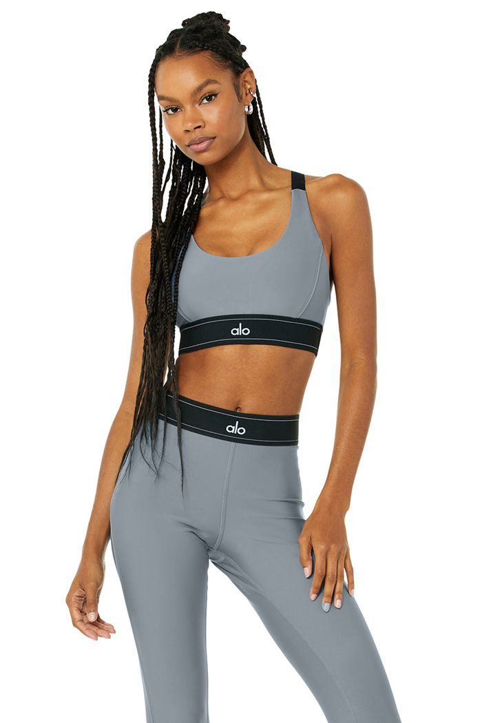 Alo Yoga Airlift Suit Up Women\'s Bras Grey | HFVYWRT-29