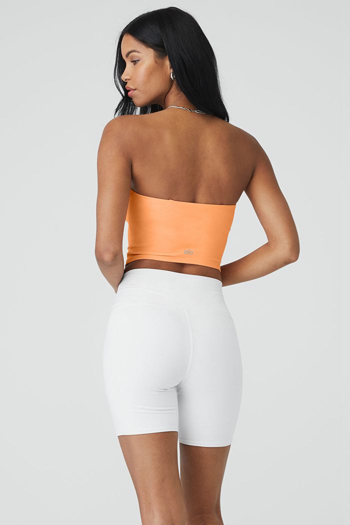 Alo Yoga Alosoft Convertible Sunkissed Bandeau Women's Tank Tops Orange | PYZGWUJ-62