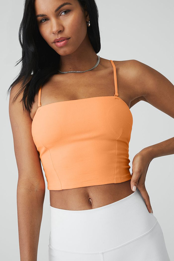 Alo Yoga Alosoft Convertible Sunkissed Bandeau Women's Tank Tops Orange | PYZGWUJ-62