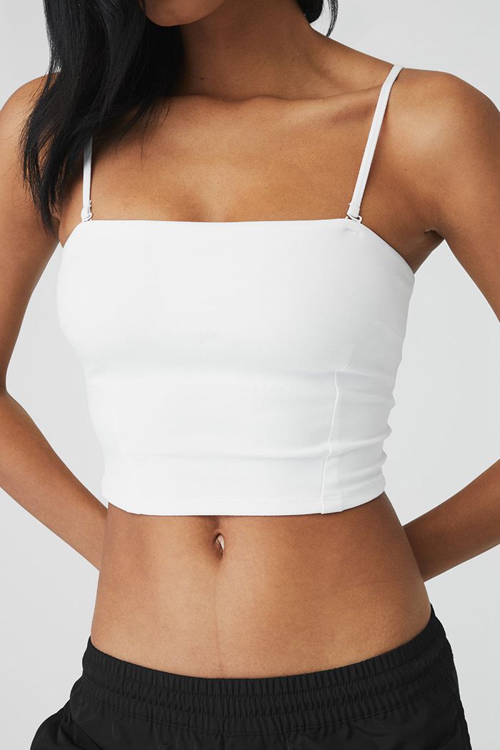 Alo Yoga Alosoft Convertible Sunkissed Bandeau Women's Tank Tops White | QIGSAXV-95