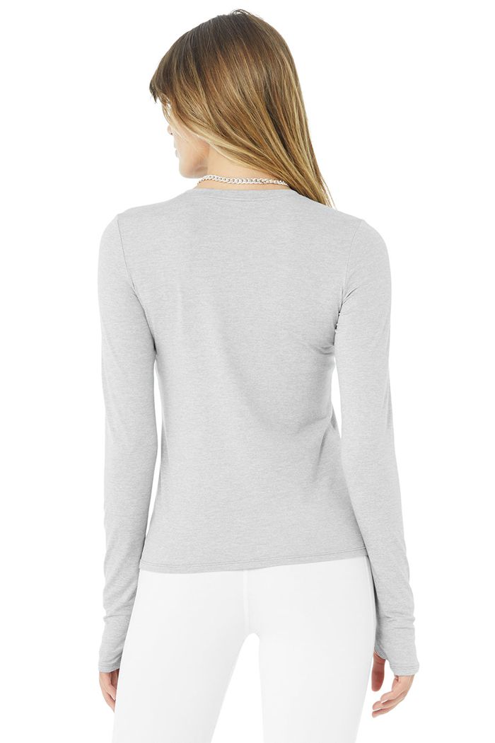 Alo Yoga Alosoft Finesse Women's Long Sleeve Grey | QSHUGNO-65