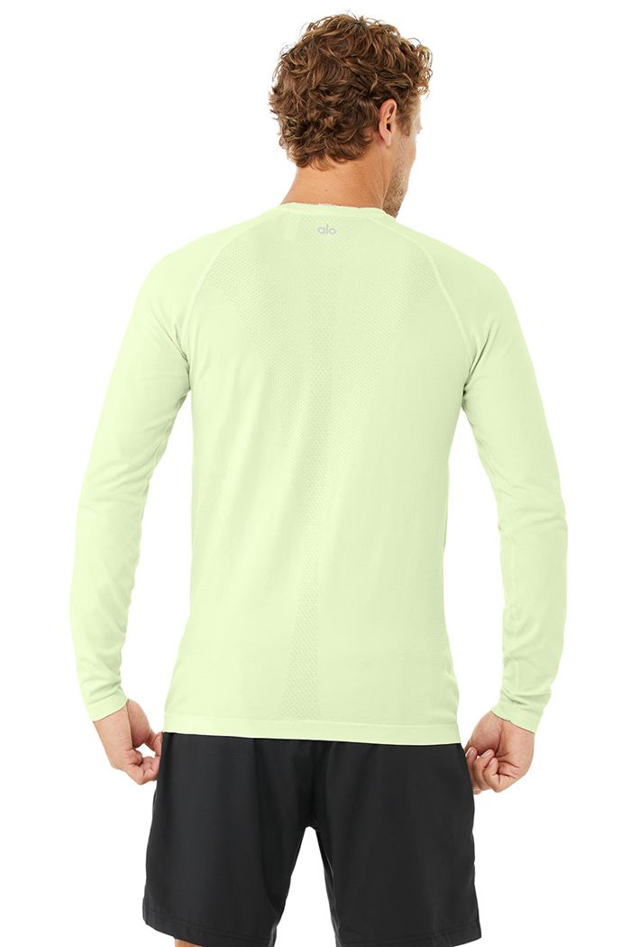 Alo Yoga Amplify Seamless Men's Long Sleeve Green | OLDUQWY-78