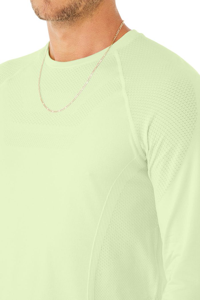 Alo Yoga Amplify Seamless Men's Long Sleeve Green | OLDUQWY-78