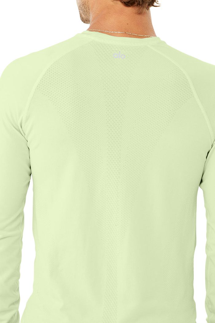 Alo Yoga Amplify Seamless Men's Long Sleeve Green | OLDUQWY-78