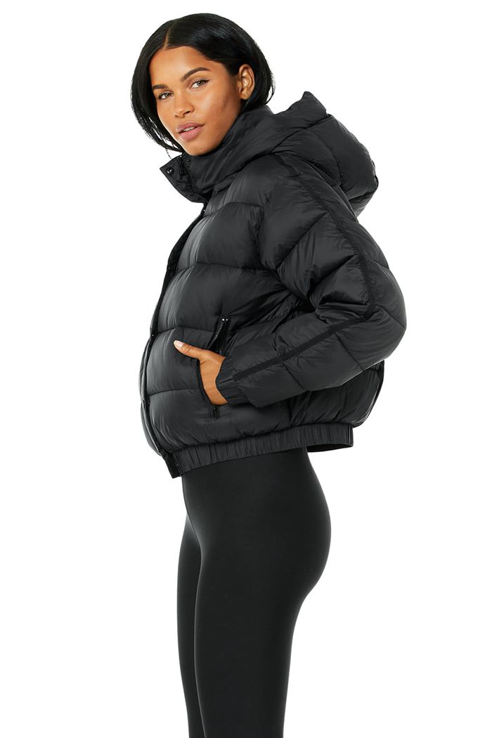 Alo Yoga Aspen Love Puffer Women's Jackets Black | HREUFOD-86