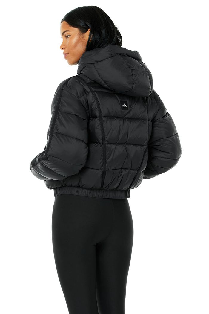 Alo Yoga Aspen Love Puffer Women's Jackets Black | HREUFOD-86