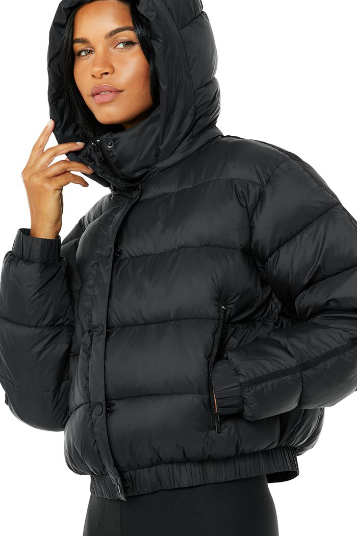 Alo Yoga Aspen Love Puffer Women's Jackets Black | HREUFOD-86