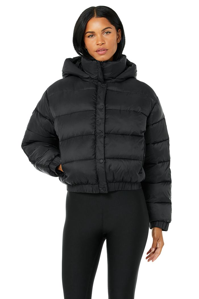 Alo Yoga Aspen Love Puffer Women\'s Jackets Black | HREUFOD-86