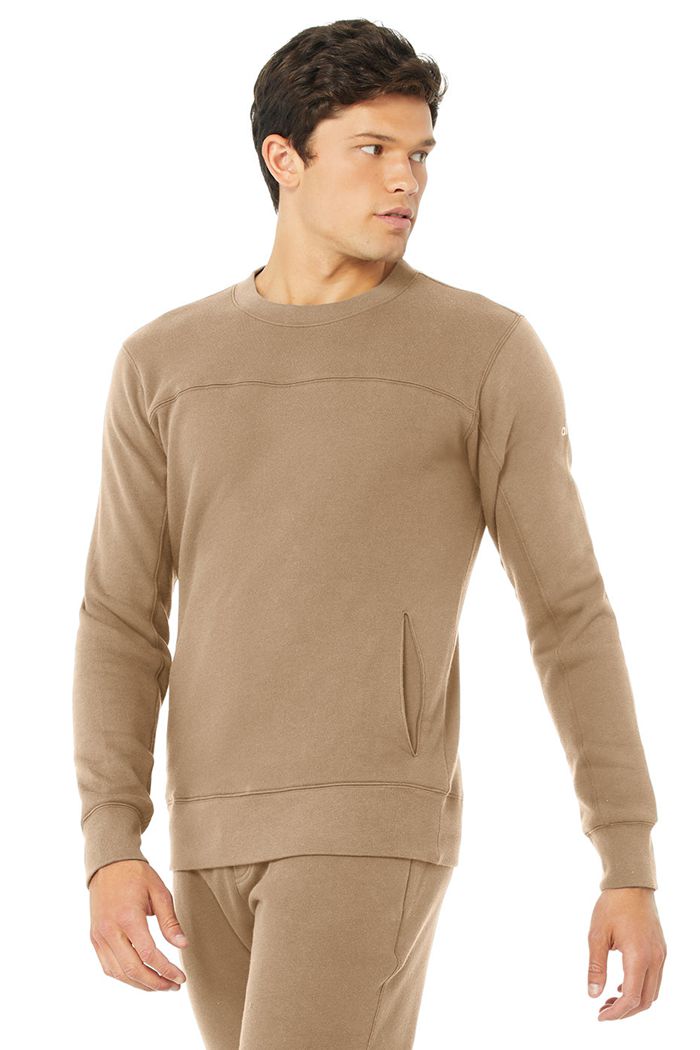 Alo Yoga Base Sweatshirt Men's Long Sleeve Brown | TERQCZV-86