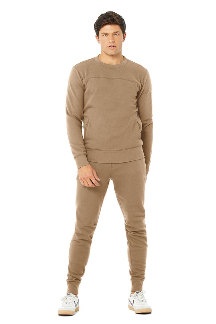 Alo Yoga Base Sweatshirt Men's Long Sleeve Brown | TERQCZV-86