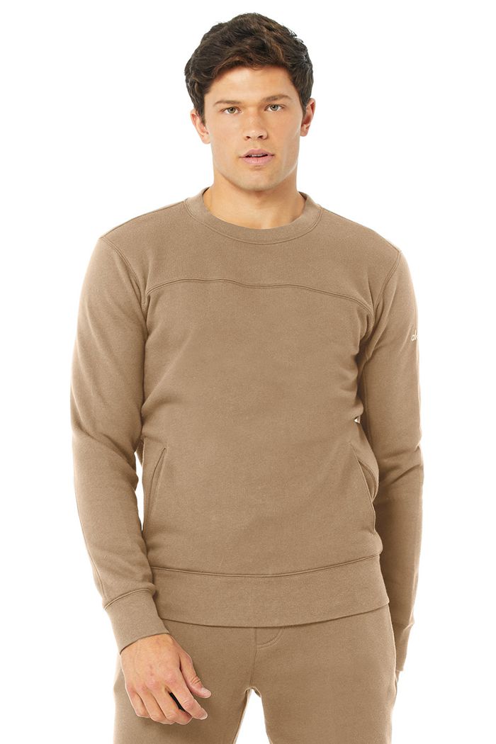 Alo Yoga Base Sweatshirt Men\'s Long Sleeve Brown | TERQCZV-86