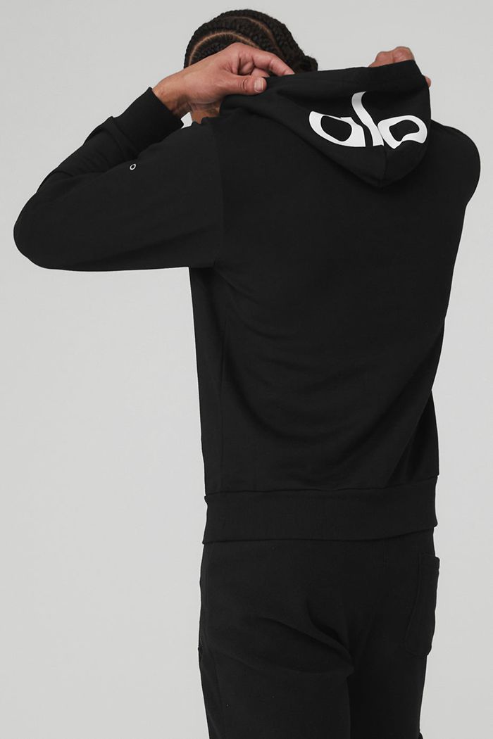 Alo Yoga Caliber Men's Hoodie Black | KXWYQNS-37