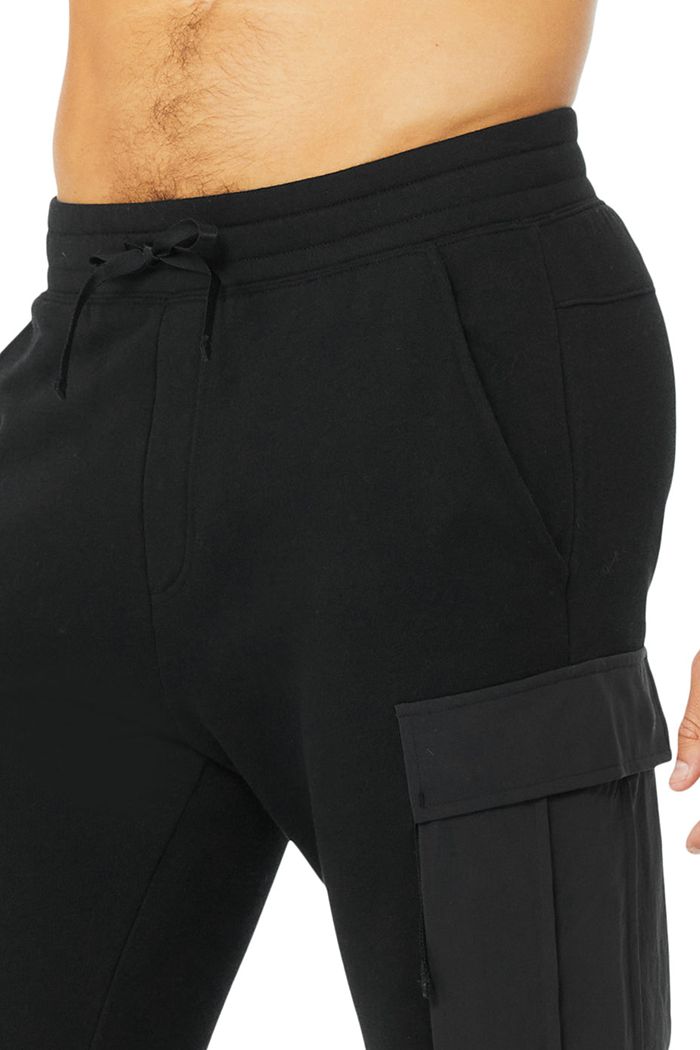 Alo Yoga Cargo Traverse Sweat Men's Pants Black | ZTPYJBF-10