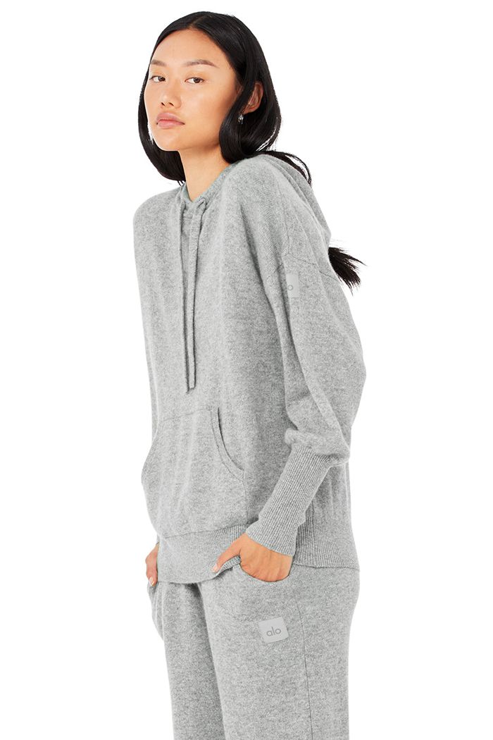 Alo Yoga Cashmere Jet Set Women's Hoodie Grey | OAILPWF-62