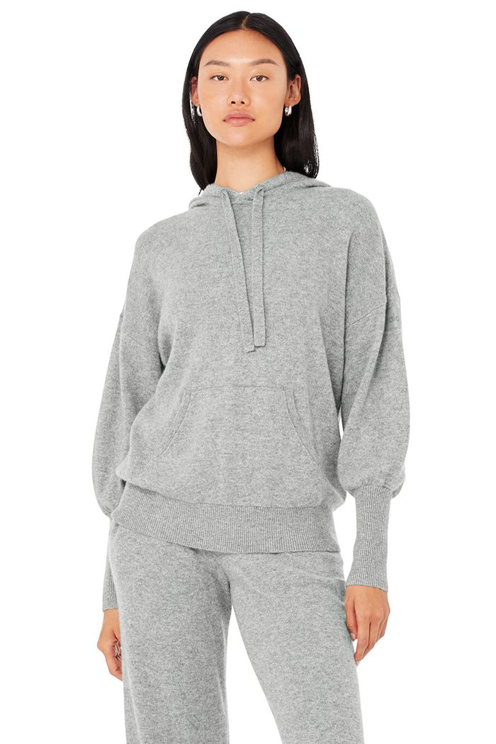 Alo Yoga Cashmere Jet Set Women\'s Hoodie Grey | OAILPWF-62