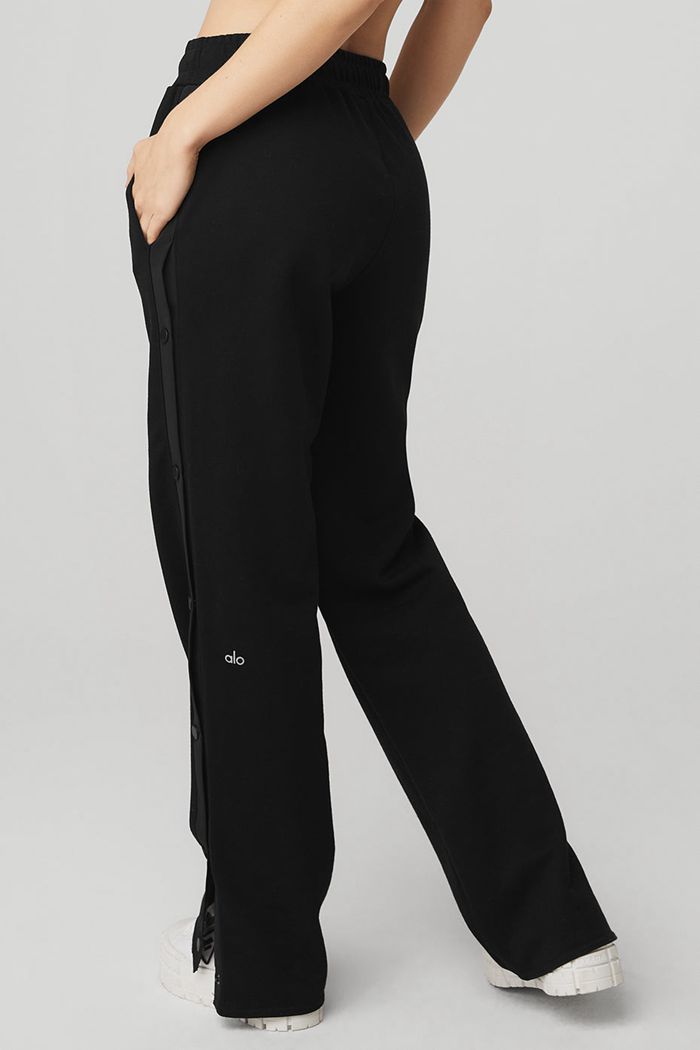 Alo Yoga Courtside Tearaway Snap Women's Pants Black | AEHJVLY-10