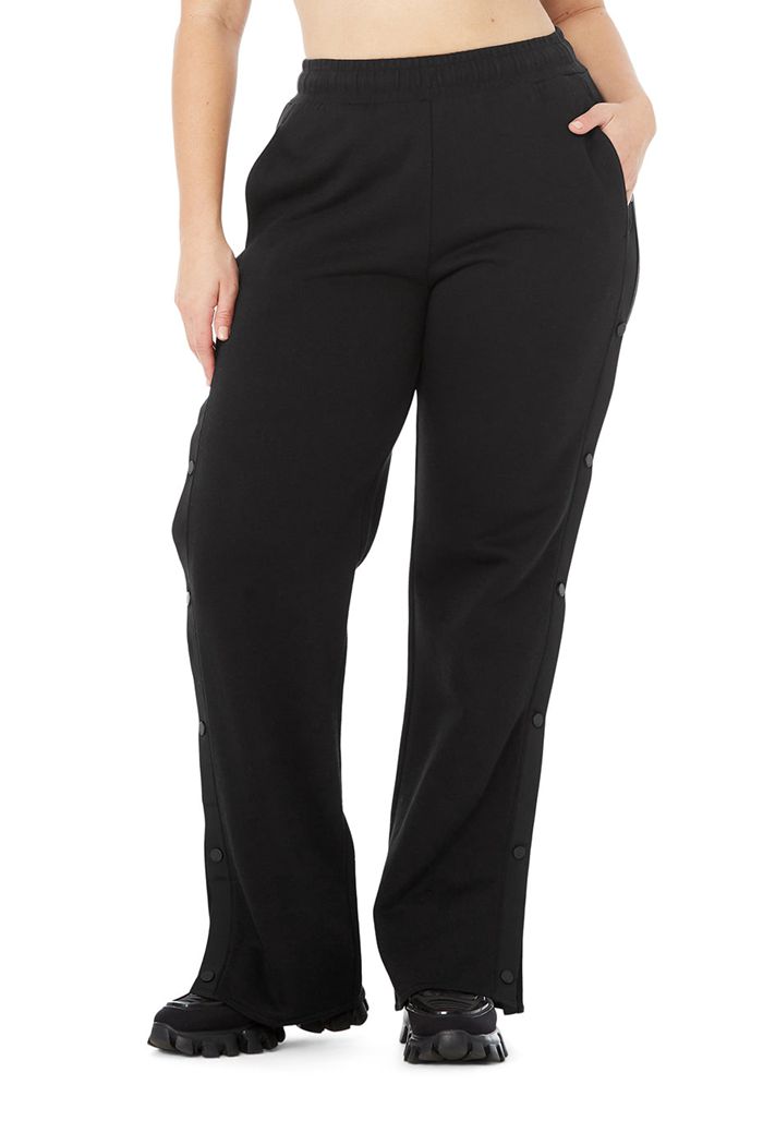 Alo Yoga Courtside Tearaway Snap Women's Pants Black | AEHJVLY-10