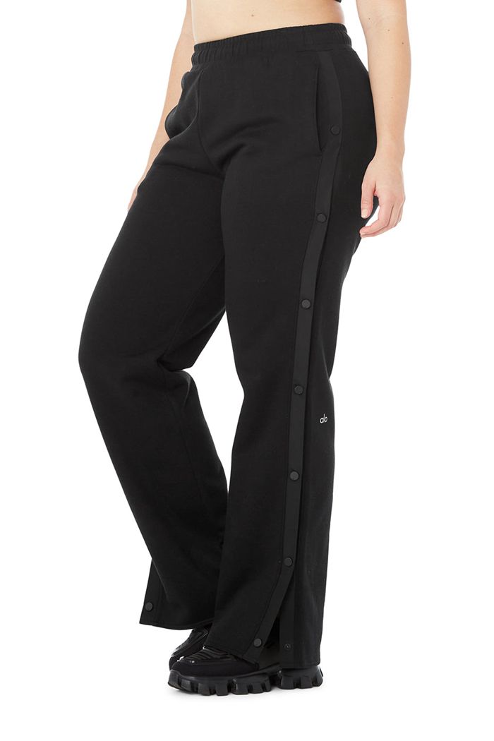 Alo Yoga Courtside Tearaway Snap Women's Pants Black | AEHJVLY-10