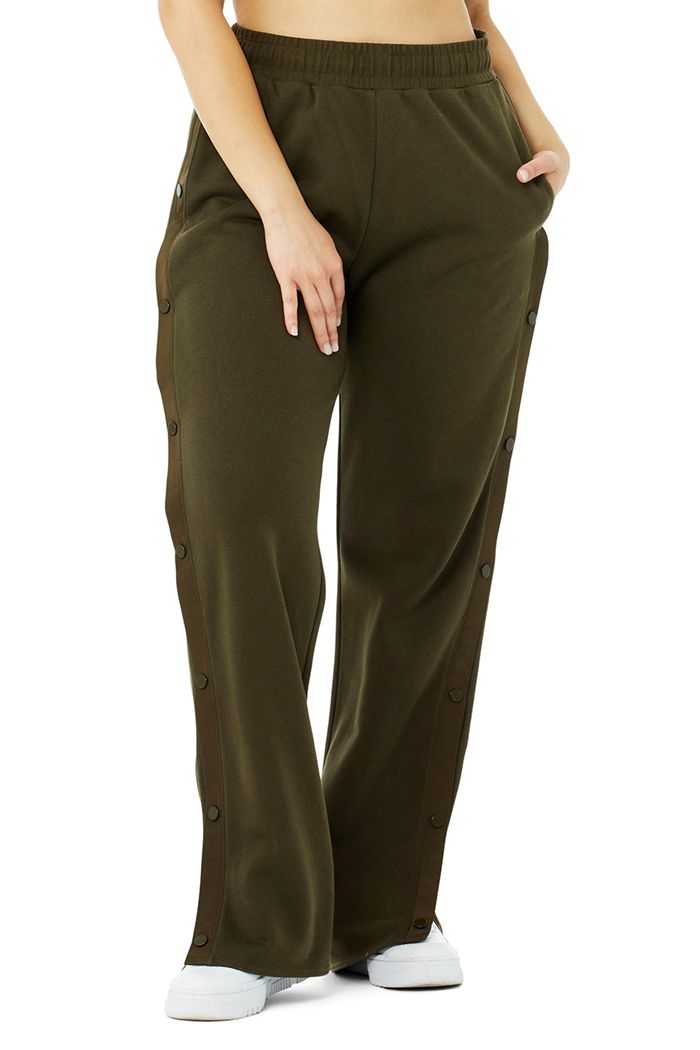 Alo Yoga Courtside Tearaway Snap Women's Pants Dark Olive | EFMCKTO-19