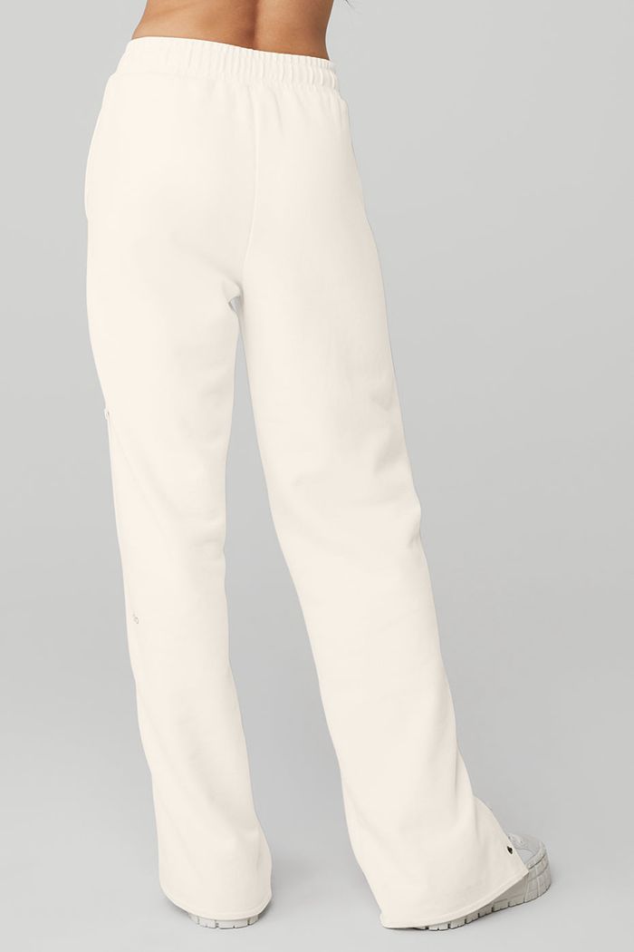 Alo Yoga Courtside Tearaway Snap Women's Pants White | ZXJDSYM-07