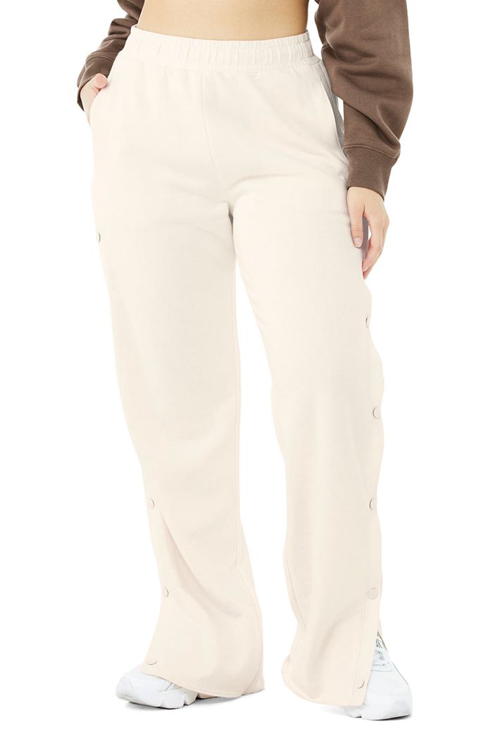 Alo Yoga Courtside Tearaway Snap Women's Pants White | ZXJDSYM-07