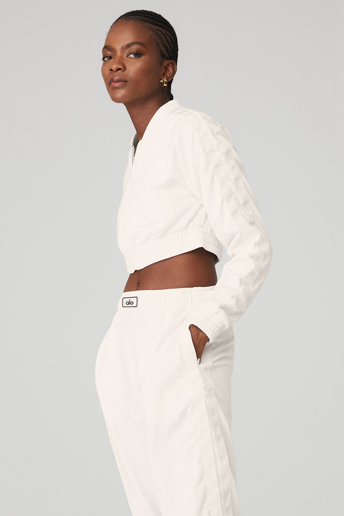 Alo Yoga Cropped Prizewinner Women's Jackets White | GYVFHRO-75