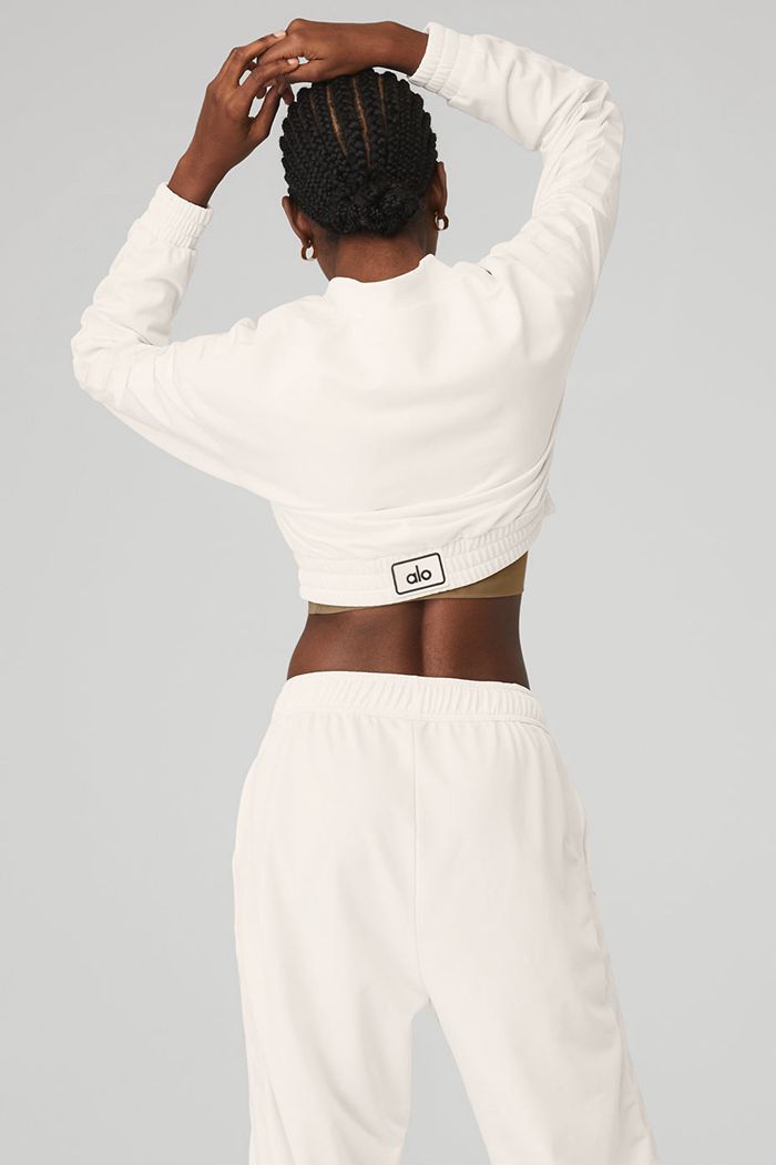 Alo Yoga Cropped Prizewinner Women's Jackets White | GYVFHRO-75