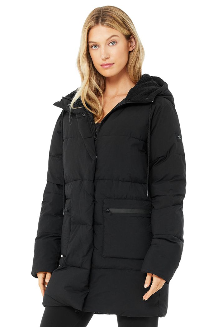 Alo Yoga Cypress Puffer Women's Jackets Black | GXDVMTK-68