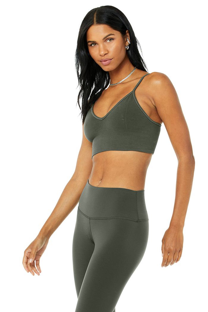 Alo Yoga Delight Bralette Women's Bras Dark Green | MWSYJNZ-26