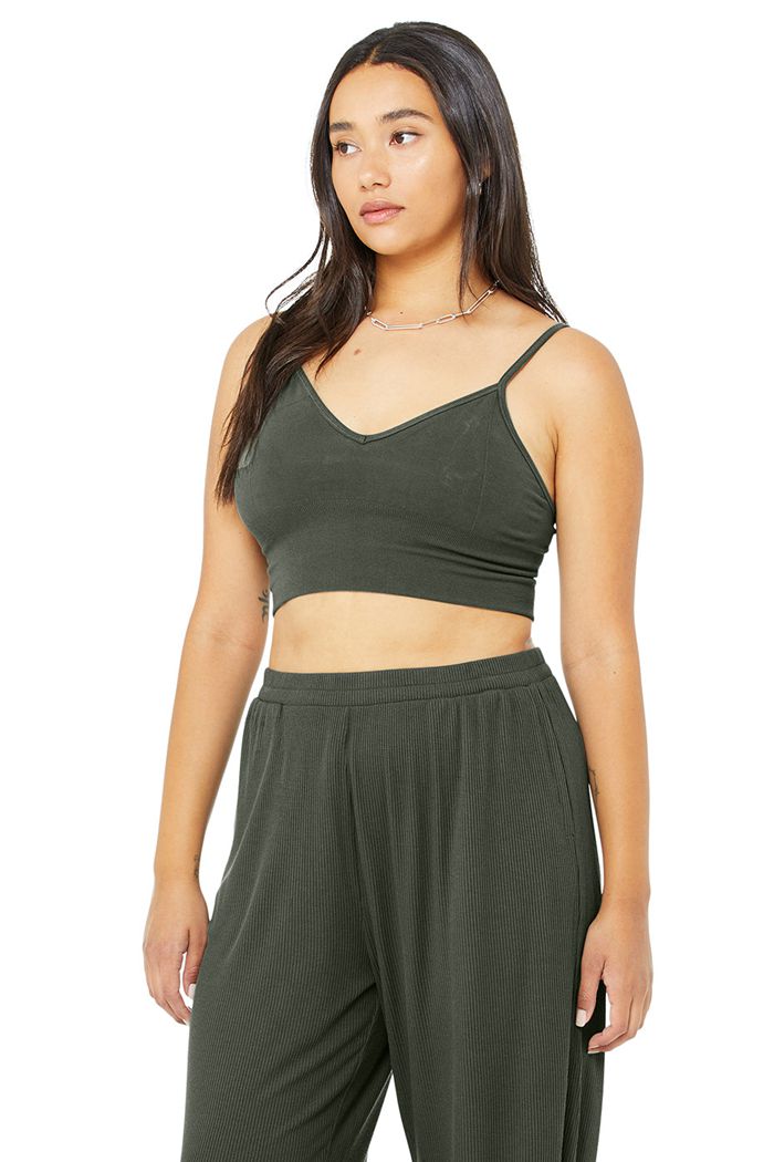 Alo Yoga Delight Bralette Women's Bras Dark Green | MWSYJNZ-26