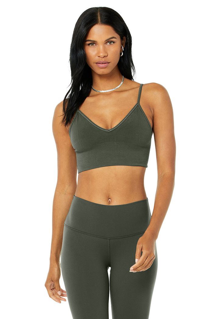 Alo Yoga Delight Bralette Women\'s Bras Dark Green | MWSYJNZ-26