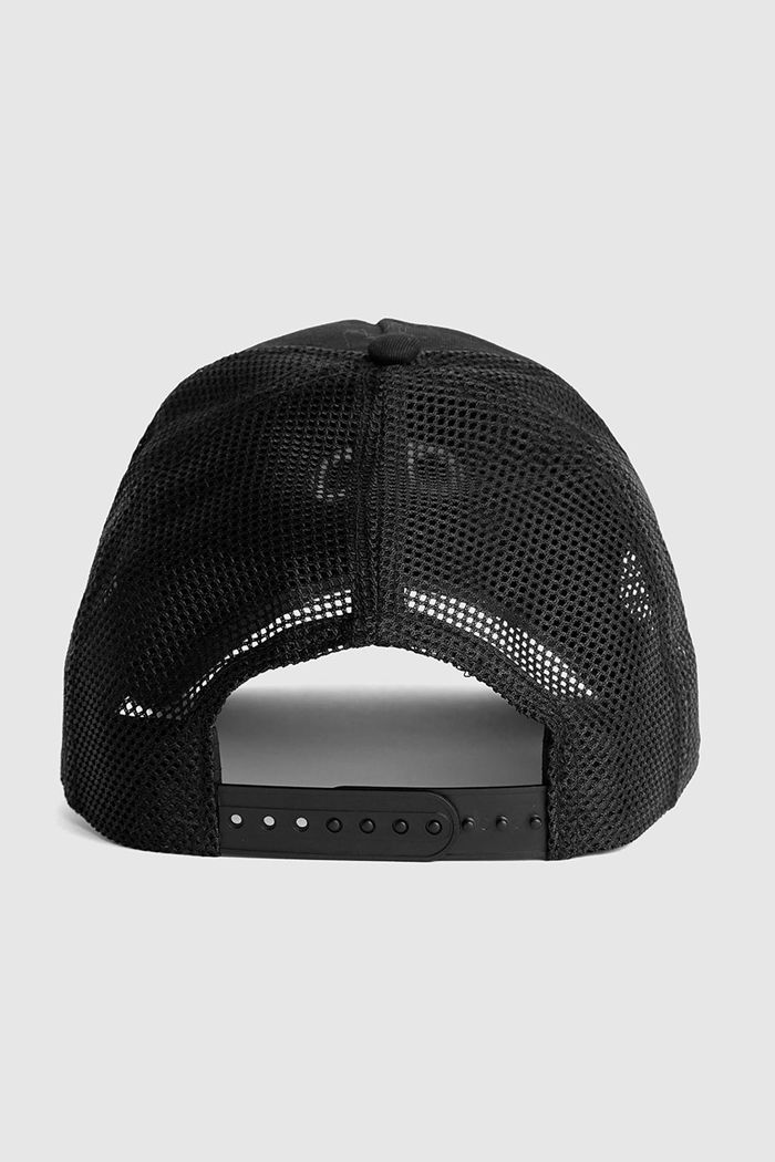 Alo Yoga District Trucker Men's Hats Black White | WSIXVQN-12