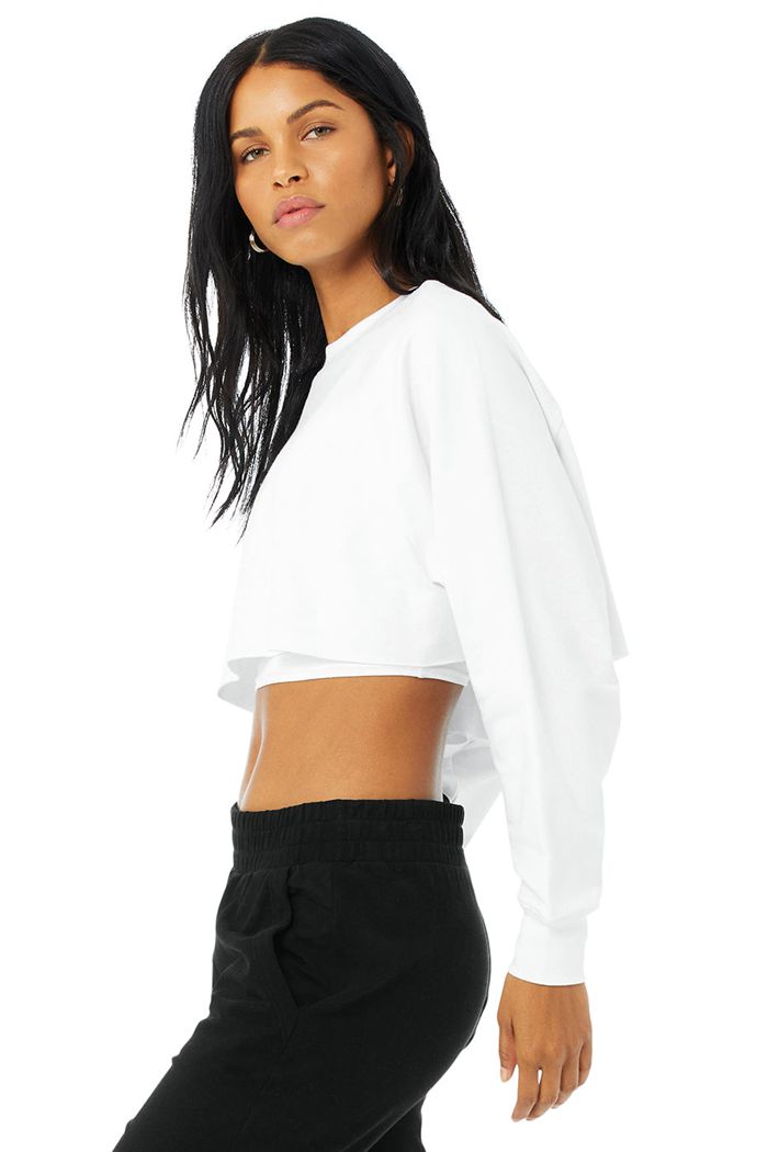 Alo Yoga Double Take Women's Pullover White | SEBTQVN-13