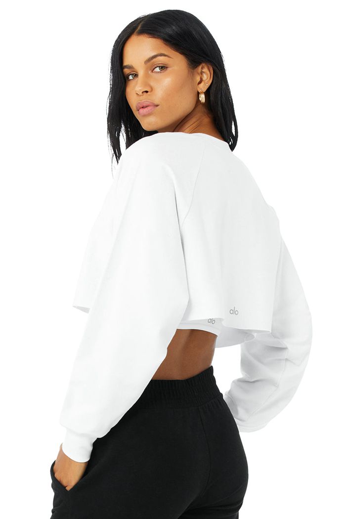 Alo Yoga Double Take Women's Pullover White | SEBTQVN-13