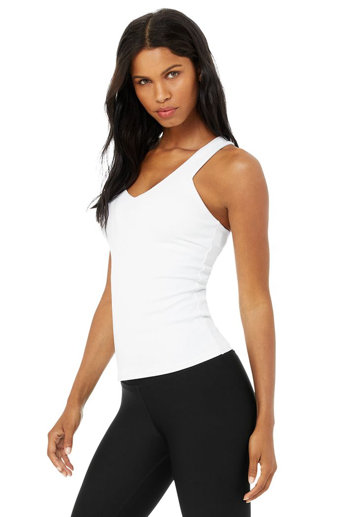 Alo Yoga Elevate Women's Tank Tops White | GSTXEPI-06