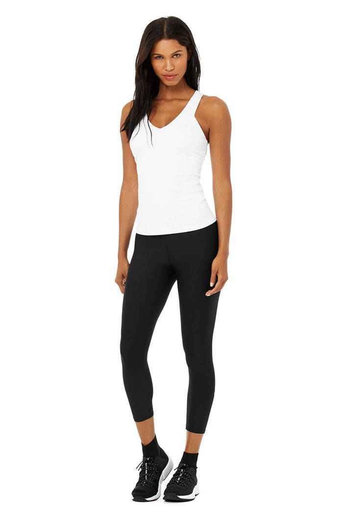 Alo Yoga Elevate Women's Tank Tops White | GSTXEPI-06