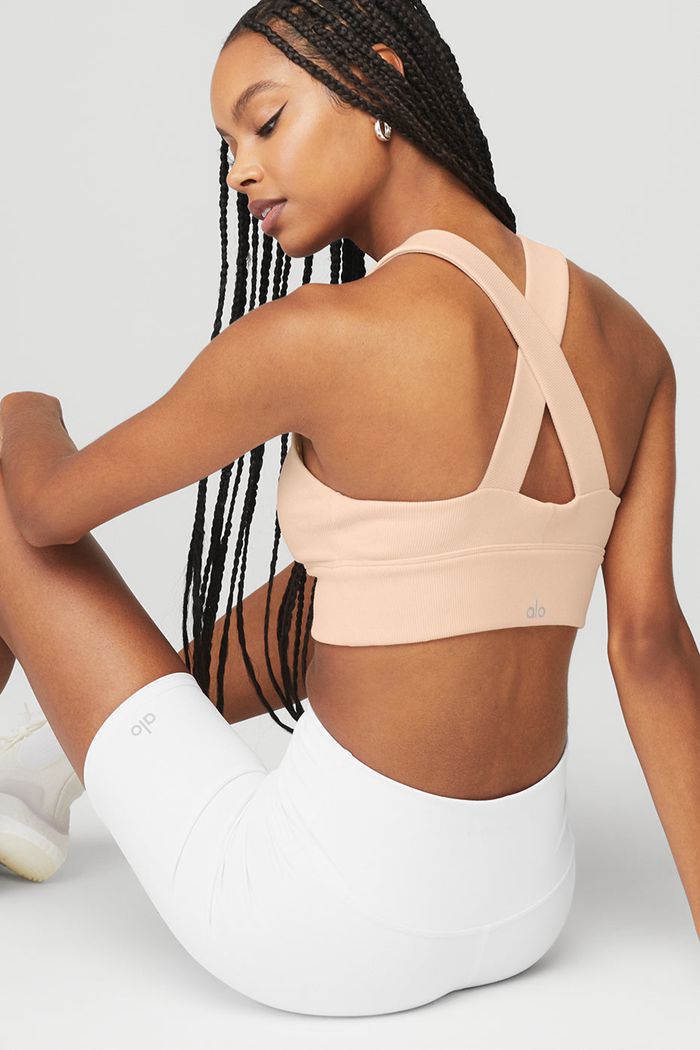 Alo Yoga Emulate Women's Bras Beige | EHPALFQ-93