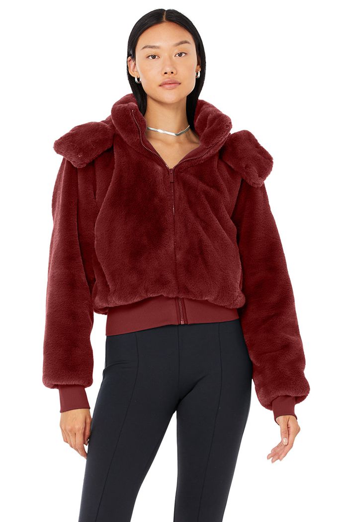 Alo Yoga Faux Fur Foxy Women\'s Jackets Red | IPFRJVE-29