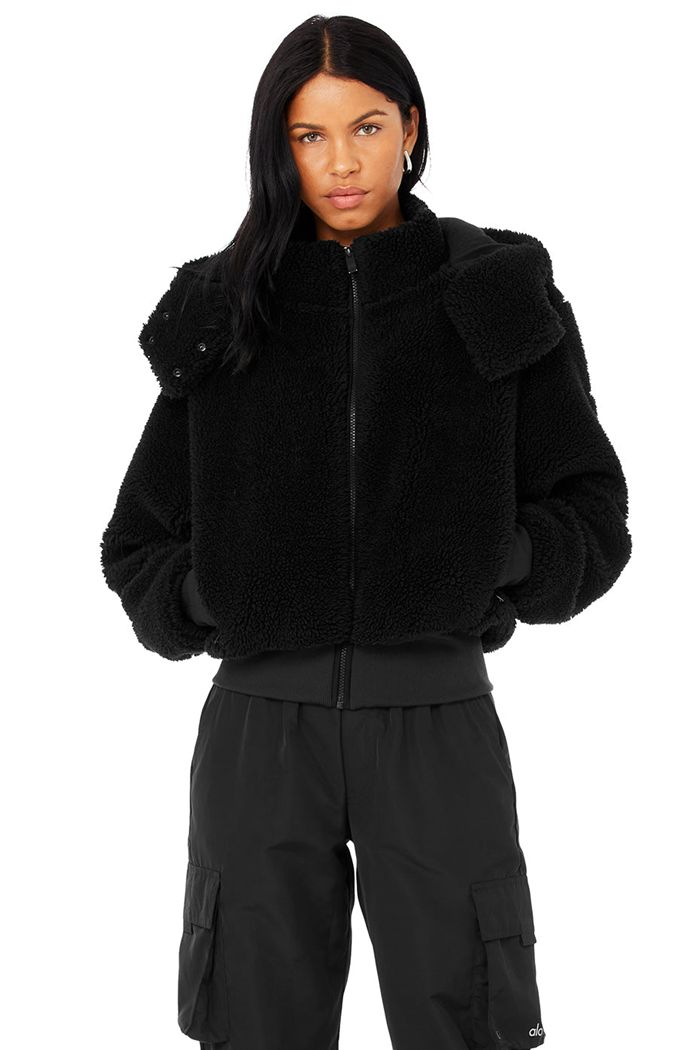 Alo Yoga Foxy Sherpa Women's Jackets Black | GHYTLIN-06