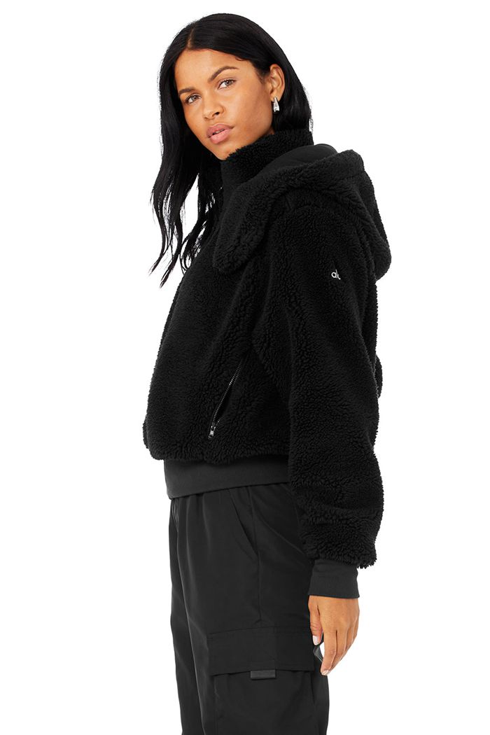 Alo Yoga Foxy Sherpa Women's Jackets Black | GHYTLIN-06